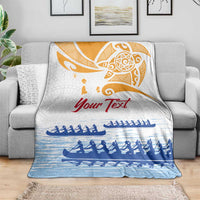 Personalised Hawaiki Nui Va'a French Polynesian Pattern Blanket White Color LT03 - Polynesian Pride