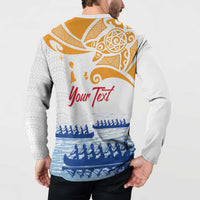 Personalised Hawaiki Nui Va'a French Polynesian Pattern Button Sweatshirt White Color LT03 - Polynesian Pride
