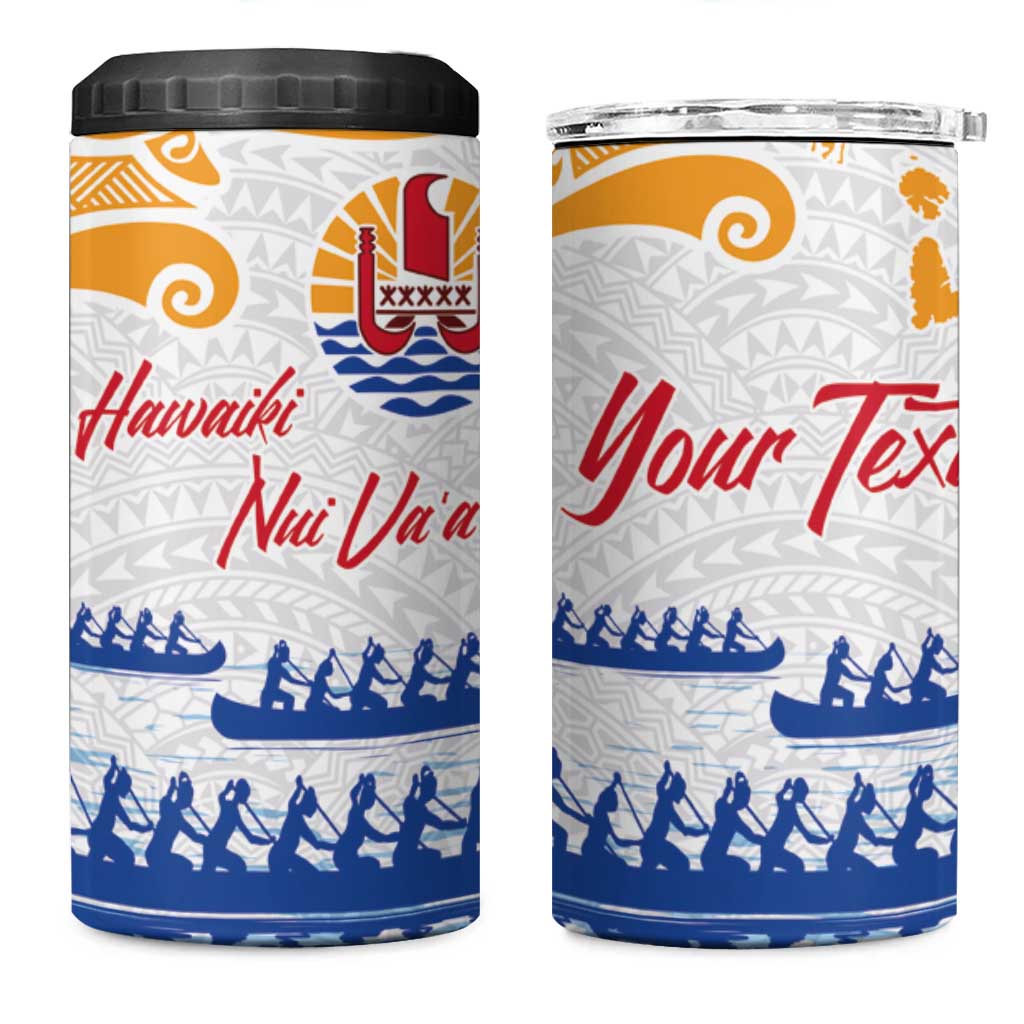 Personalised Hawaiki Nui Va'a French Polynesian Pattern 4 in 1 Can Cooler Tumbler White Color