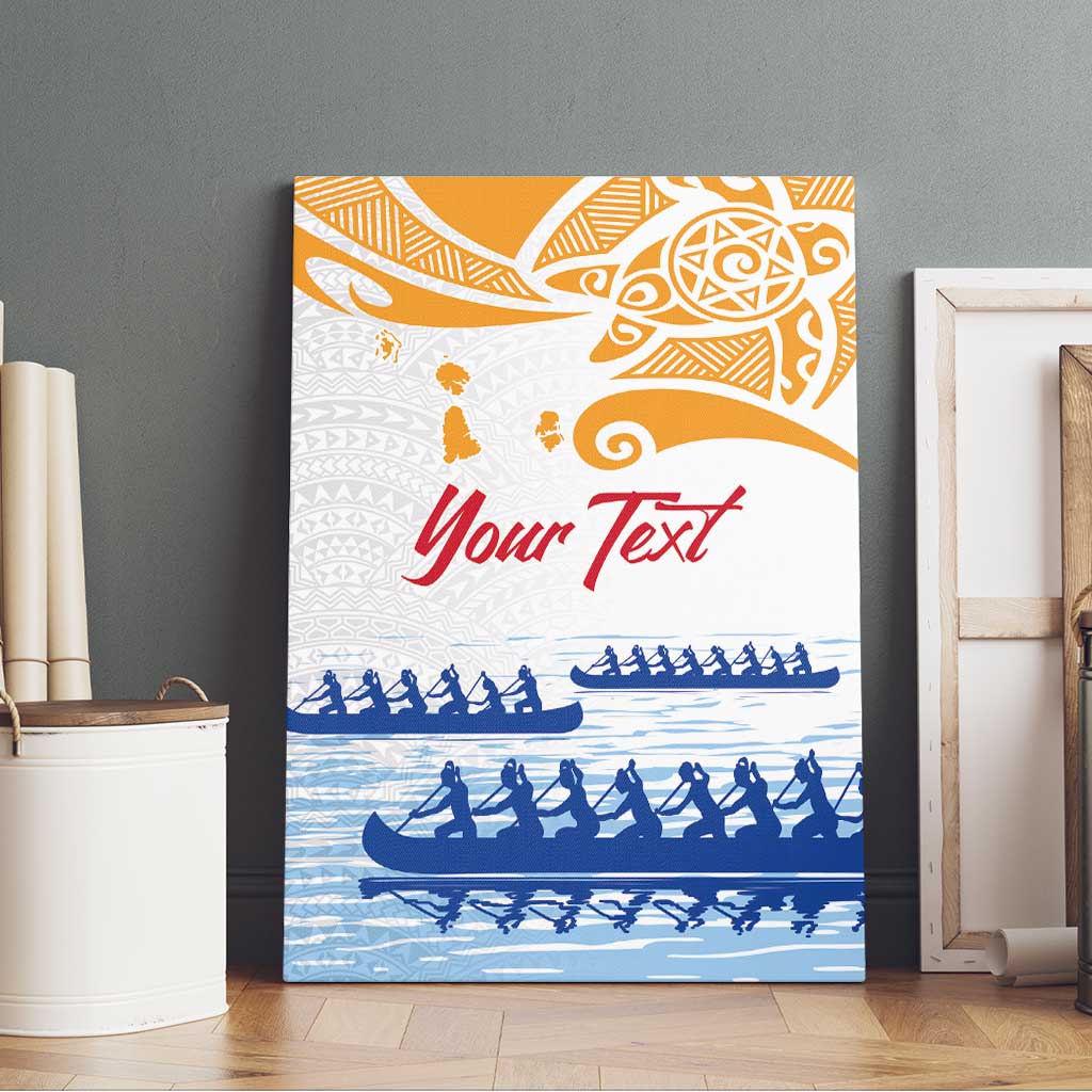 Personalised Hawaiki Nui Va'a French Polynesian Pattern Canvas Wall Art White Color LT03 - Polynesian Pride