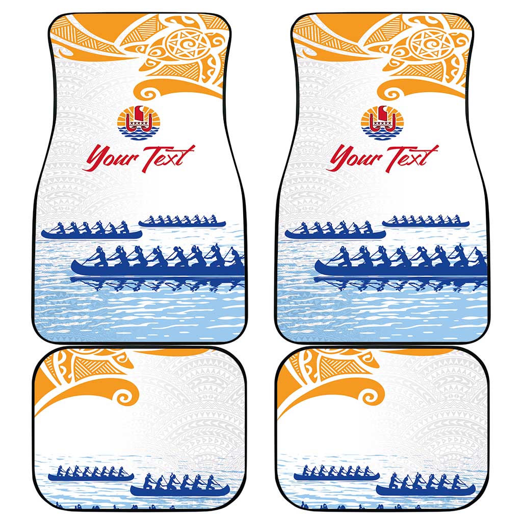 Personalised Hawaiki Nui Va'a French Polynesian Pattern Car Mats White Color LT03 - Polynesian Pride