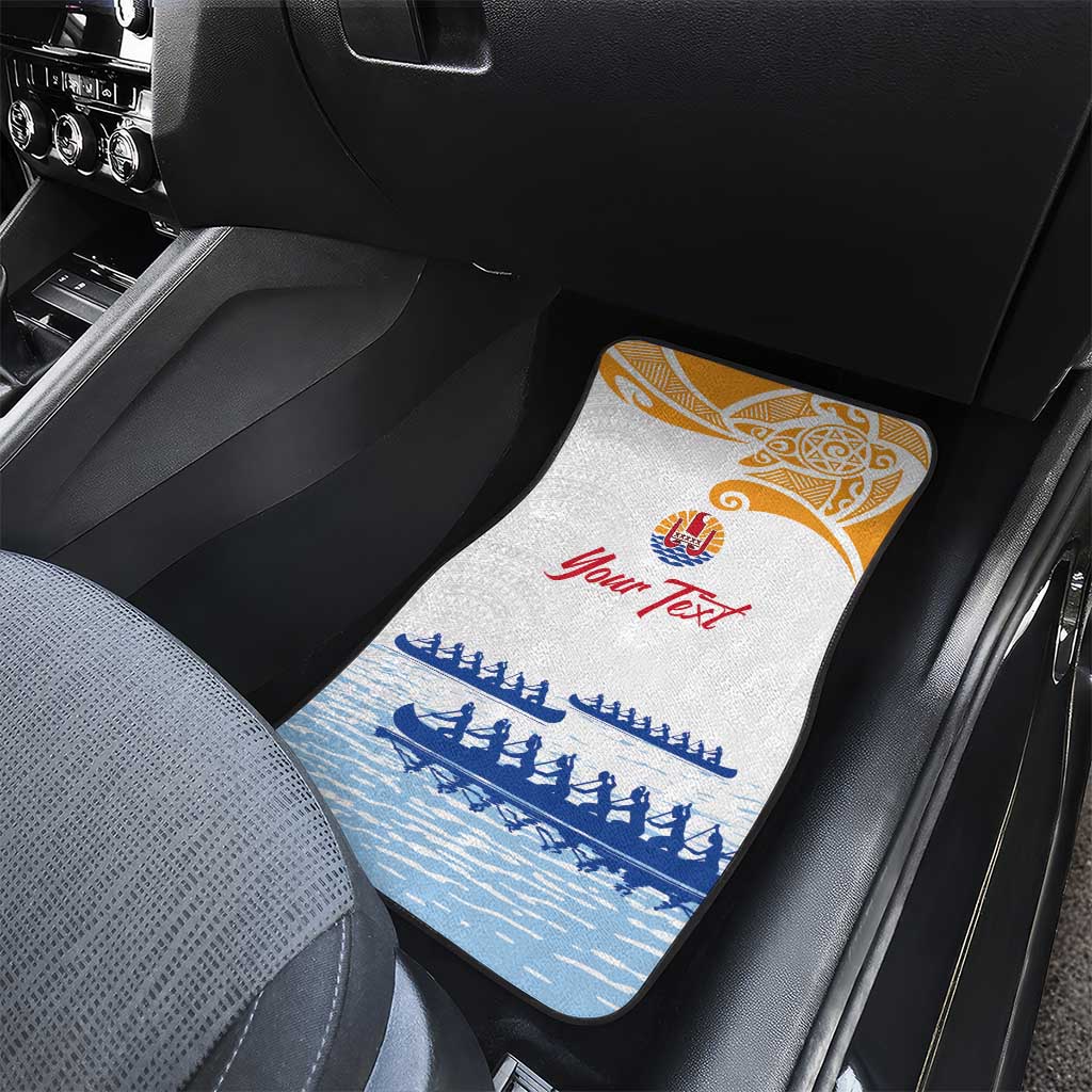 Personalised Hawaiki Nui Va'a French Polynesian Pattern Car Mats White Color LT03 - Polynesian Pride