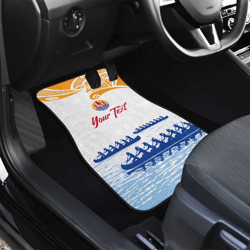Personalised Hawaiki Nui Va'a French Polynesian Pattern Car Mats White Color LT03 - Polynesian Pride