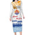 Personalised Hawaiki Nui Va'a French Polynesian Pattern Family Matching Long Sleeve Bodycon Dress and Hawaiian Shirt White Color