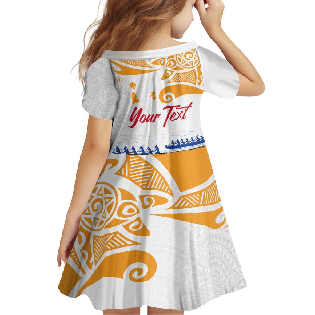 Personalised Hawaiki Nui Va'a French Polynesian Pattern Family Matching Mermaid Dress and Hawaiian Shirt White Color