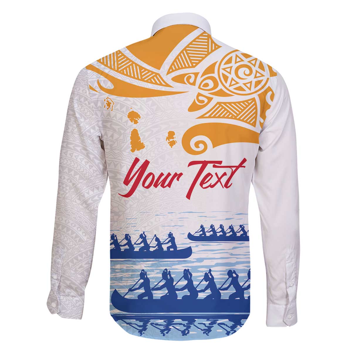 Personalised Hawaiki Nui Va'a French Polynesian Pattern Family Matching Off The Shoulder Long Sleeve Dress and Hawaiian Shirt White Color LT03 - Polynesian Pride