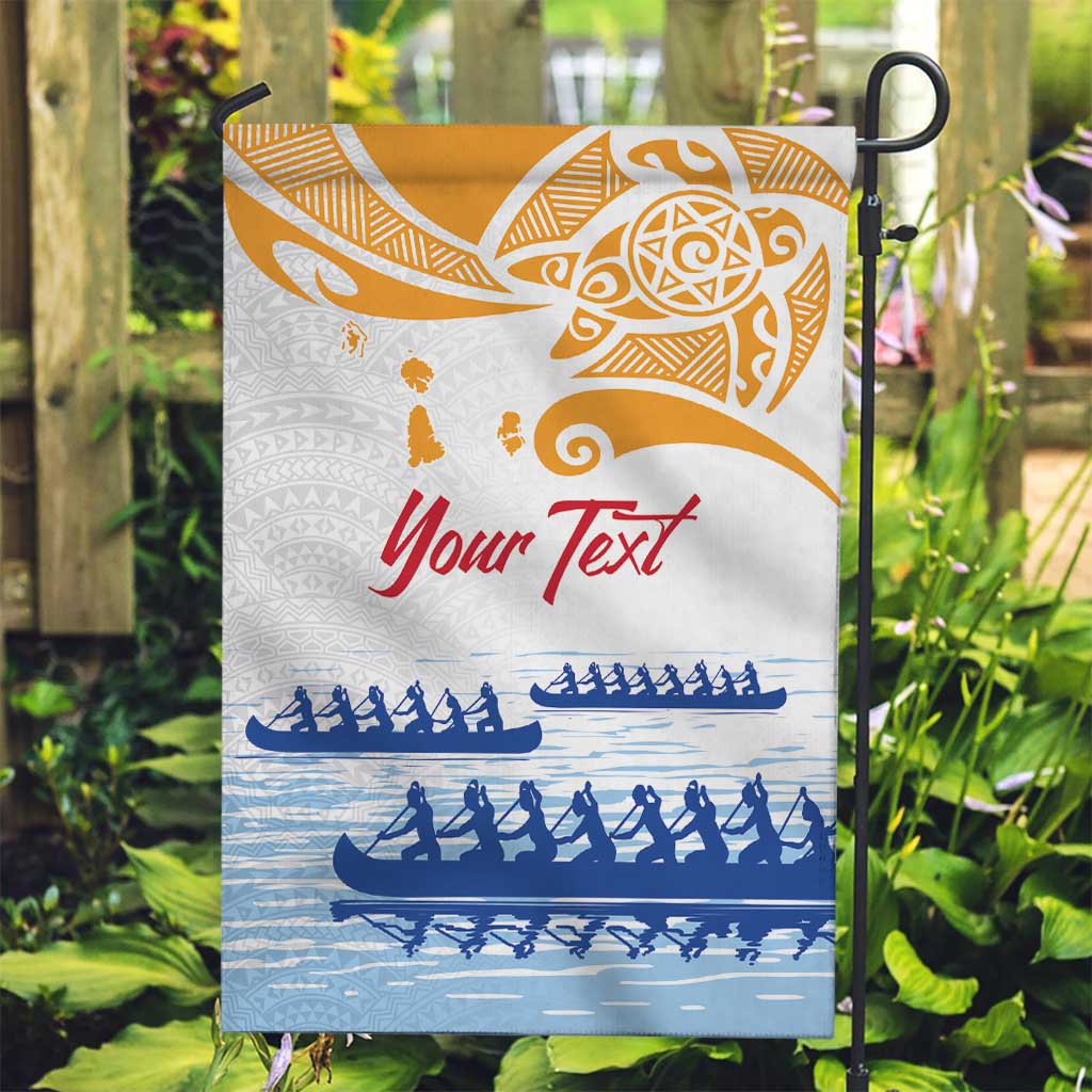 Personalised Hawaiki Nui Va'a French Polynesian Pattern Garden Flag White Color LT03 Garden Flag White - Polynesian Pride