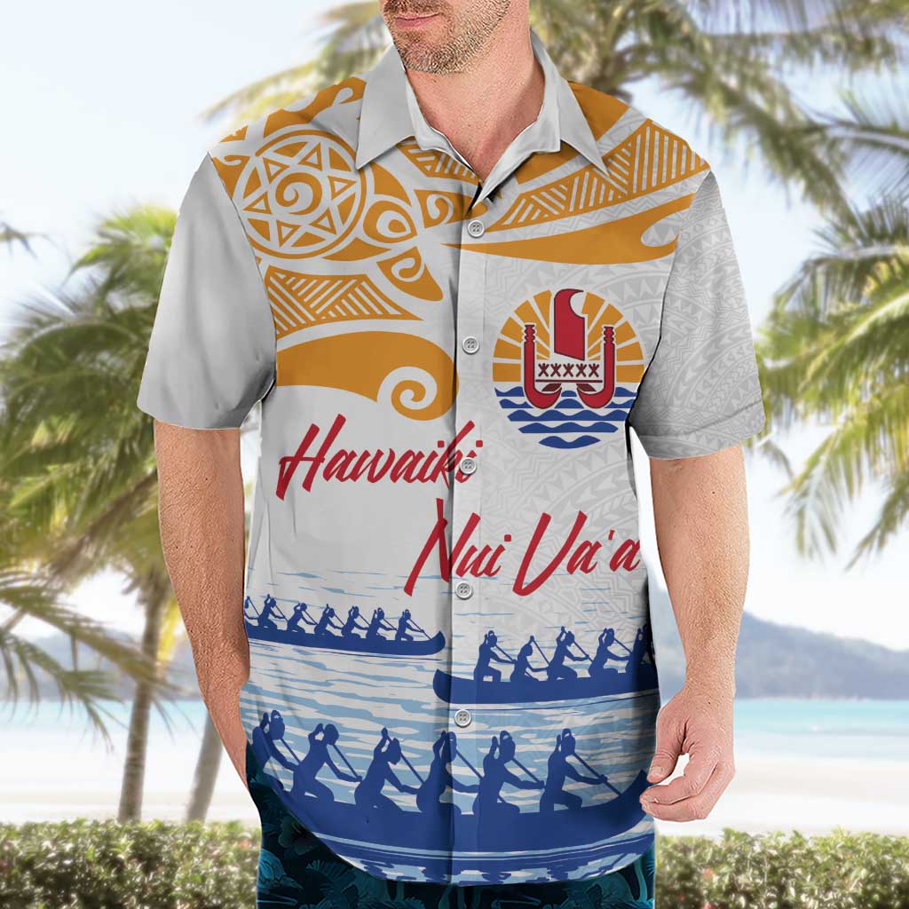 Personalised Hawaiki Nui Va'a French Polynesian Pattern Hawaiian Shirt White Color LT03 - Polynesian Pride