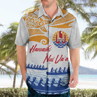 Personalised Hawaiki Nui Va'a French Polynesian Pattern Hawaiian Shirt White Color LT03 - Polynesian Pride
