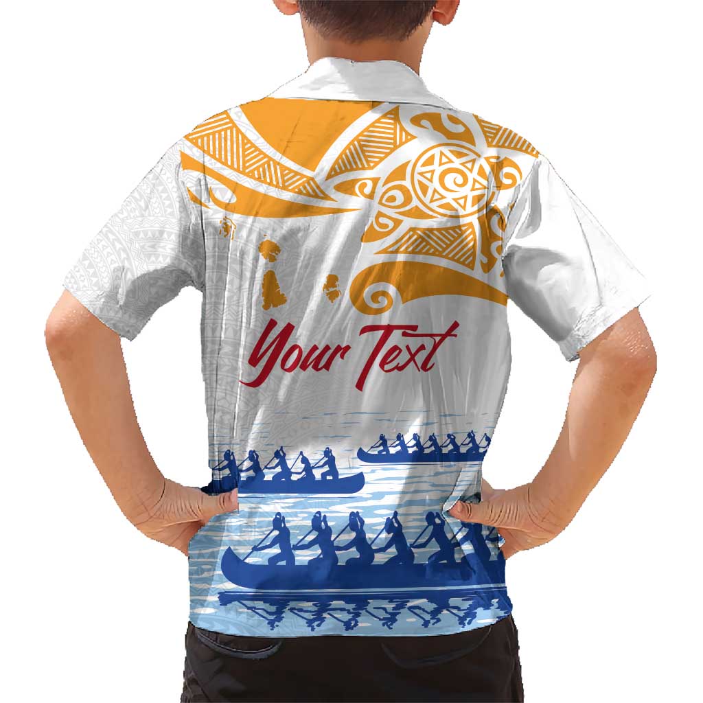 Personalised Hawaiki Nui Va'a French Polynesian Pattern Hawaiian Shirt White Color LT03 - Polynesian Pride