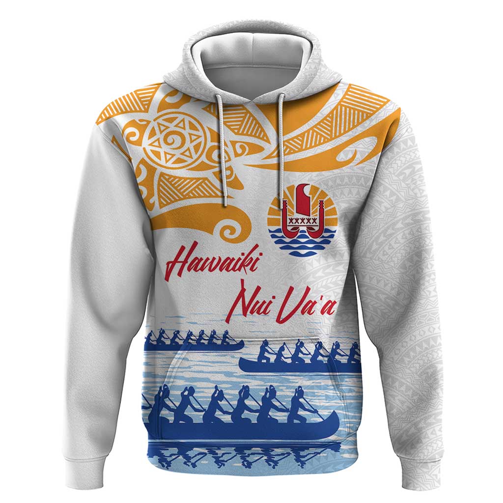 Personalised Hawaiki Nui Va'a French Polynesian Pattern Hoodie White Color