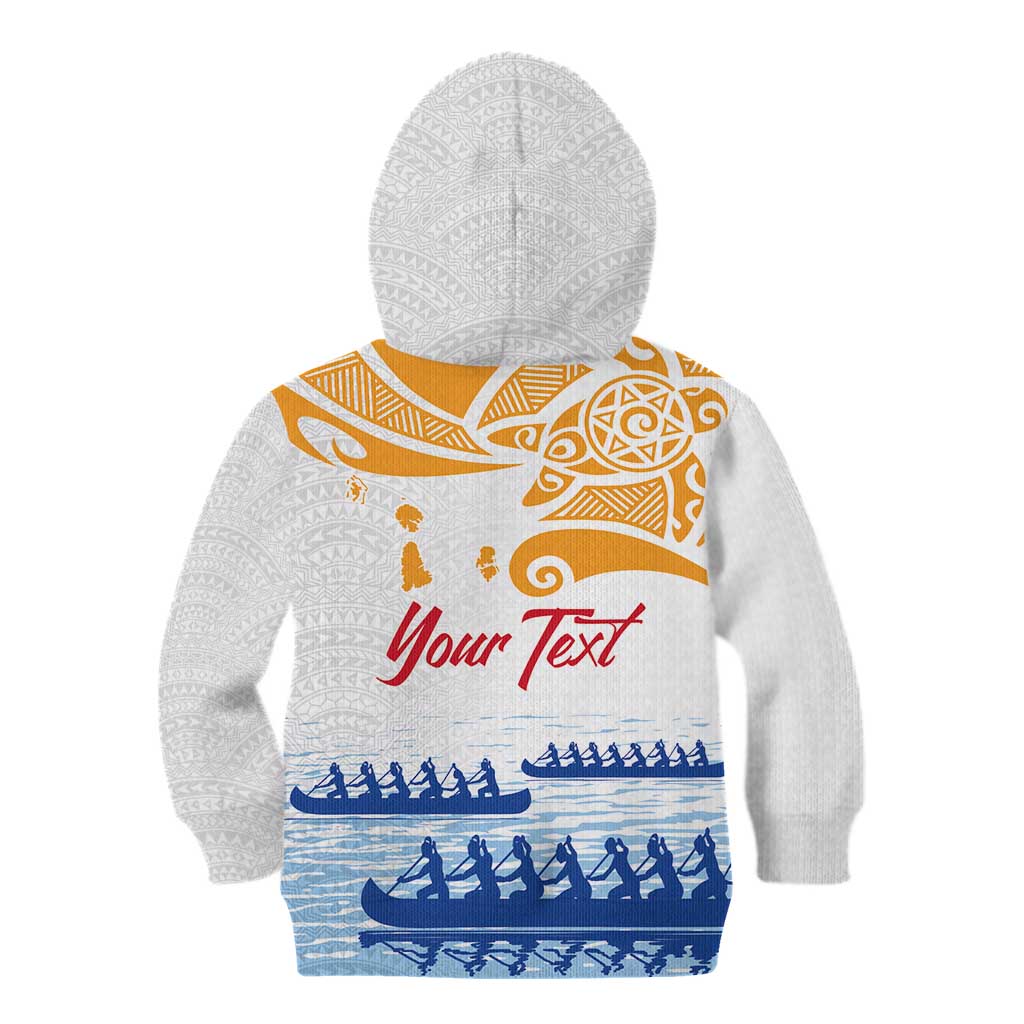Personalised Hawaiki Nui Va'a French Polynesian Pattern Kid Hoodie White Color
