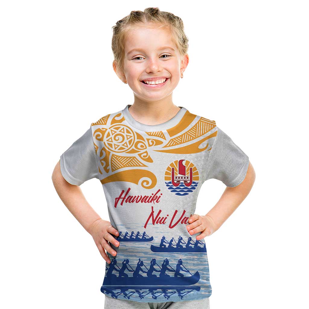 Personalised Hawaiki Nui Va'a French Polynesian Pattern Kid T Shirt White Color