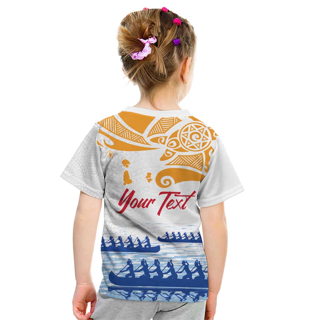 Personalised Hawaiki Nui Va'a French Polynesian Pattern Kid T Shirt White Color