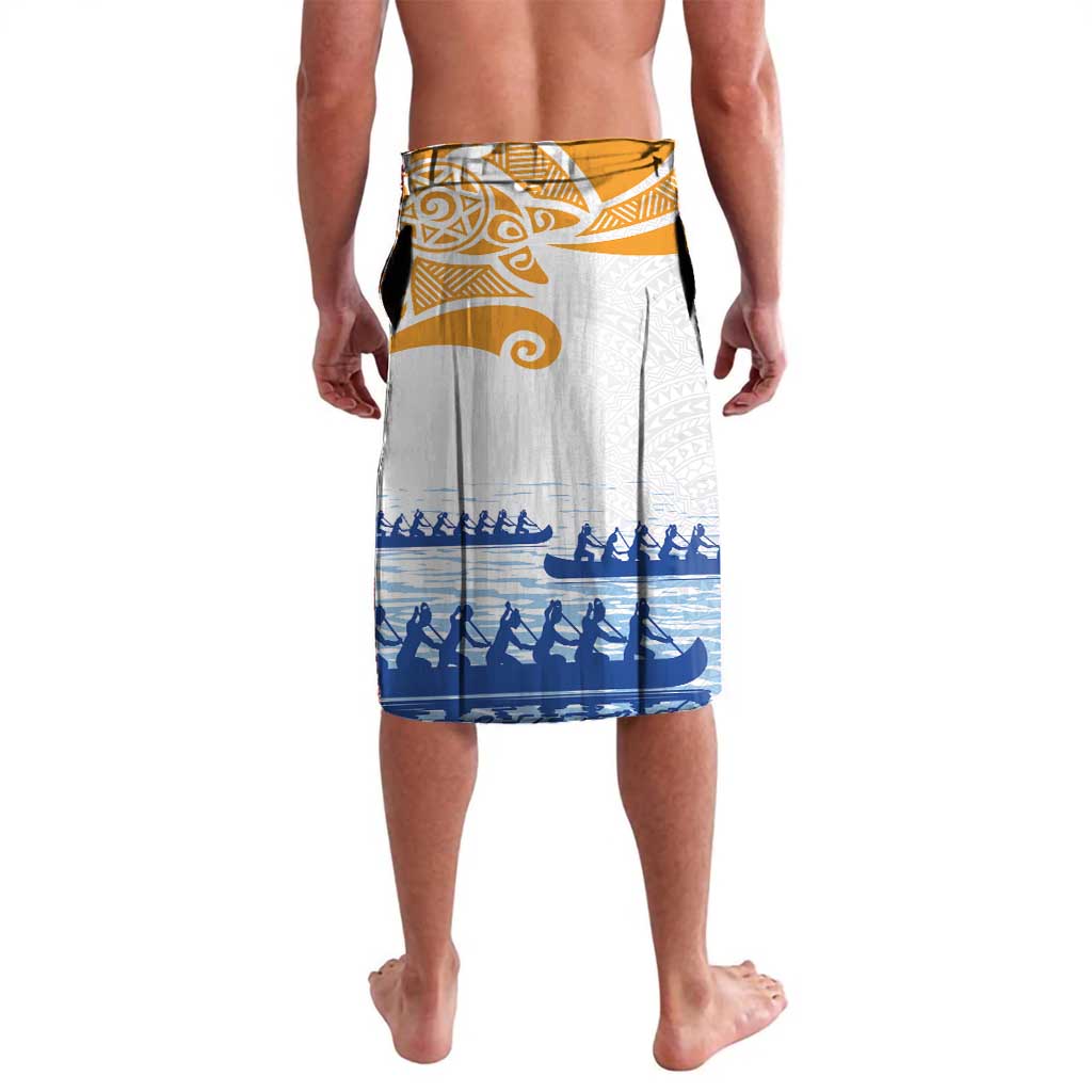 Personalised Hawaiki Nui Va'a French Polynesian Pattern Lavalava White Color LT03 - Polynesian Pride