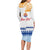 Personalised Hawaiki Nui Va'a French Polynesian Pattern Long Sleeve Bodycon Dress White Color