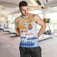 Personalised Hawaiki Nui Va'a French Polynesian Pattern Men Tank Top White Color LT03 White - Polynesian Pride