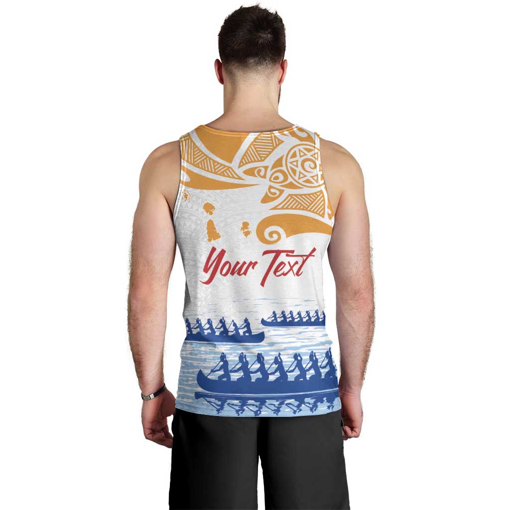Personalised Hawaiki Nui Va'a French Polynesian Pattern Men Tank Top White Color LT03 - Polynesian Pride