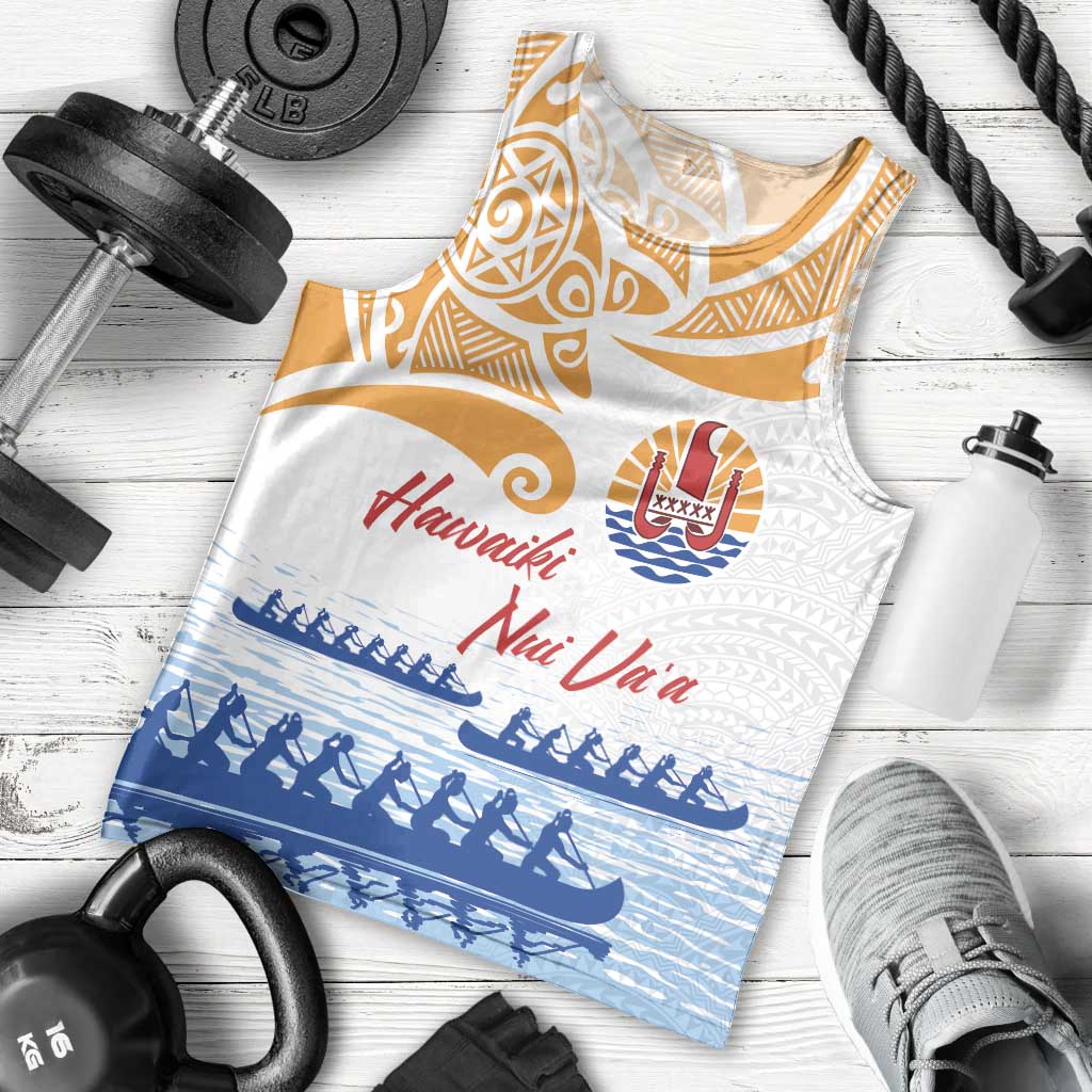 Personalised Hawaiki Nui Va'a French Polynesian Pattern Men Tank Top White Color LT03 - Polynesian Pride