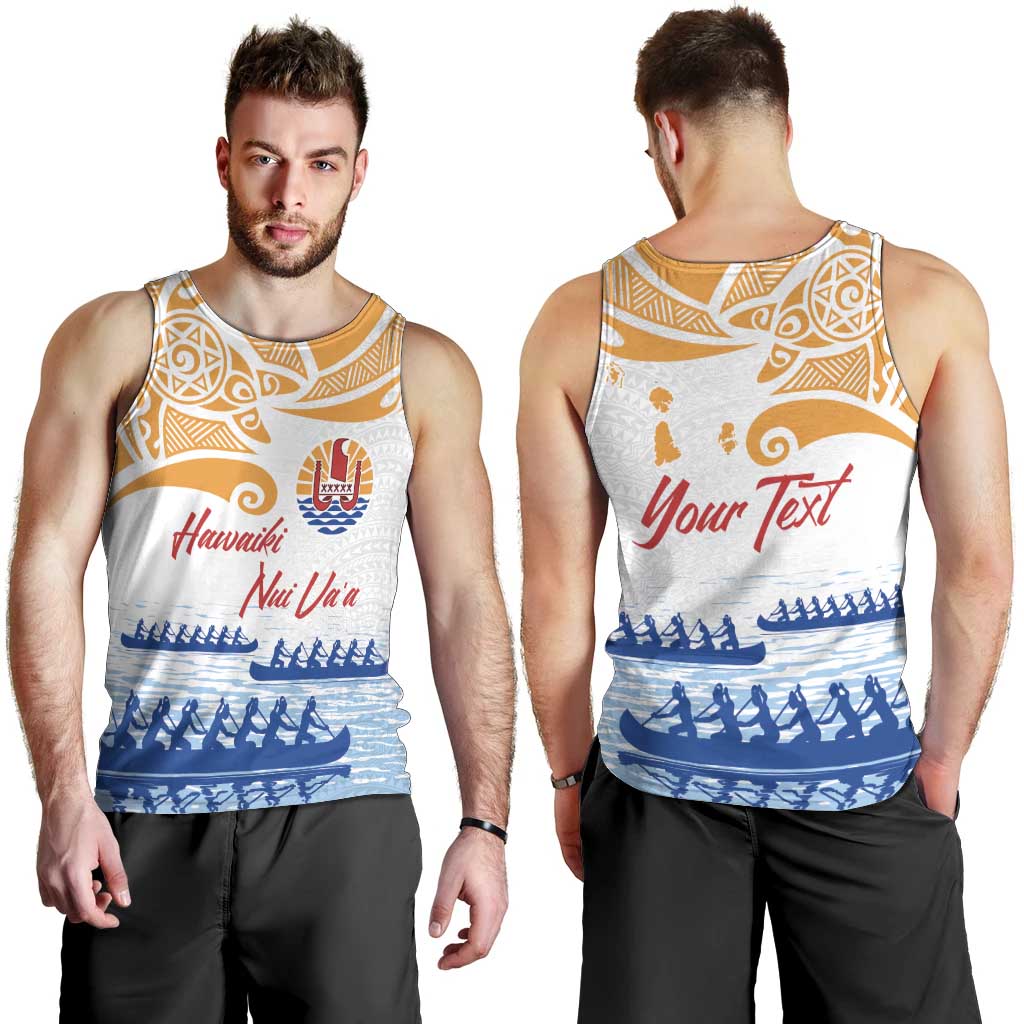 Personalised Hawaiki Nui Va'a French Polynesian Pattern Men Tank Top White Color LT03 - Polynesian Pride