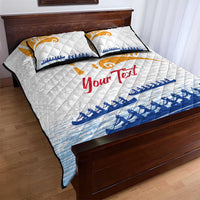 Personalised Hawaiki Nui Va'a French Polynesian Pattern Quilt Bed Set White Color LT03 - Polynesian Pride