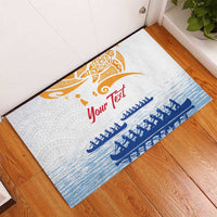 Personalised Hawaiki Nui Va'a French Polynesian Pattern Rubber Doormat White Color LT03 - Polynesian Pride