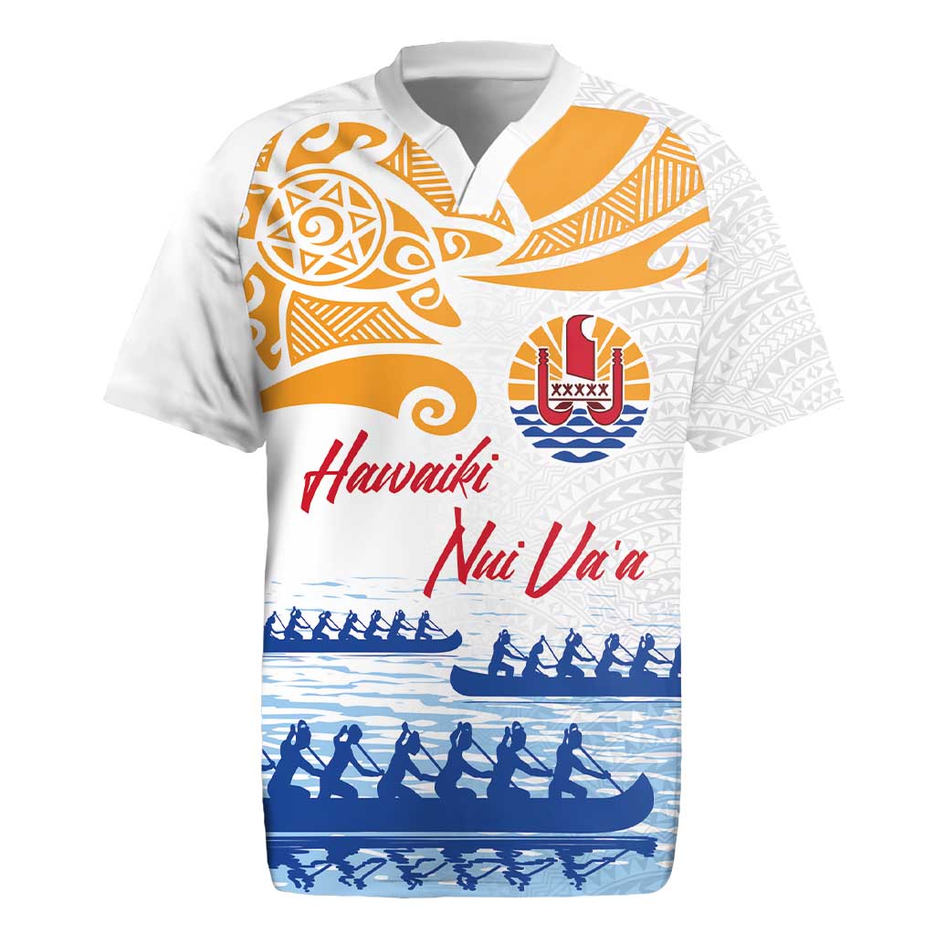 Personalised Hawaiki Nui Va'a French Polynesian Pattern Rugby Jersey White Color