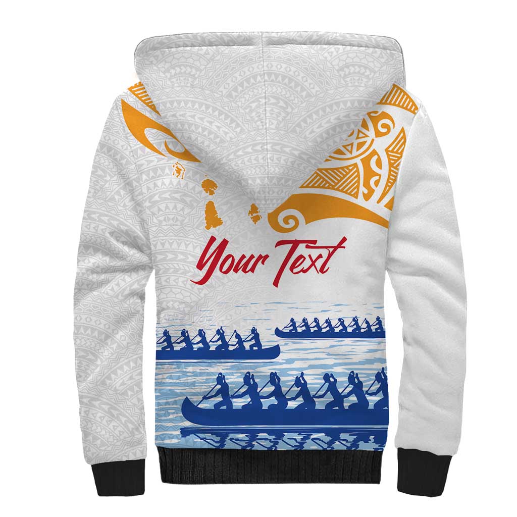 Personalised Hawaiki Nui Va'a French Polynesian Pattern Sherpa Hoodie White Color LT03 - Polynesian Pride