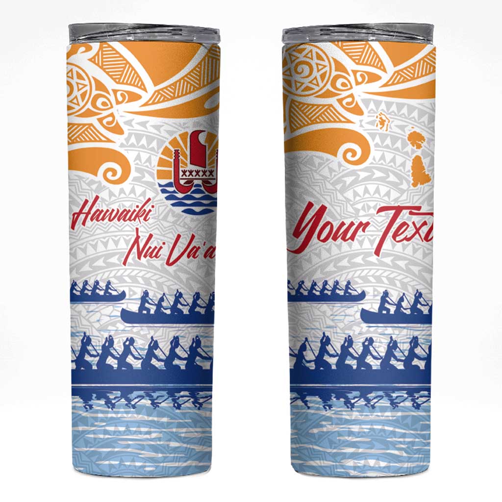 Personalised Hawaiki Nui Va'a French Polynesian Pattern Skinny Tumbler White Color