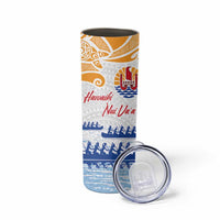 Personalised Hawaiki Nui Va'a French Polynesian Pattern Skinny Tumbler White Color