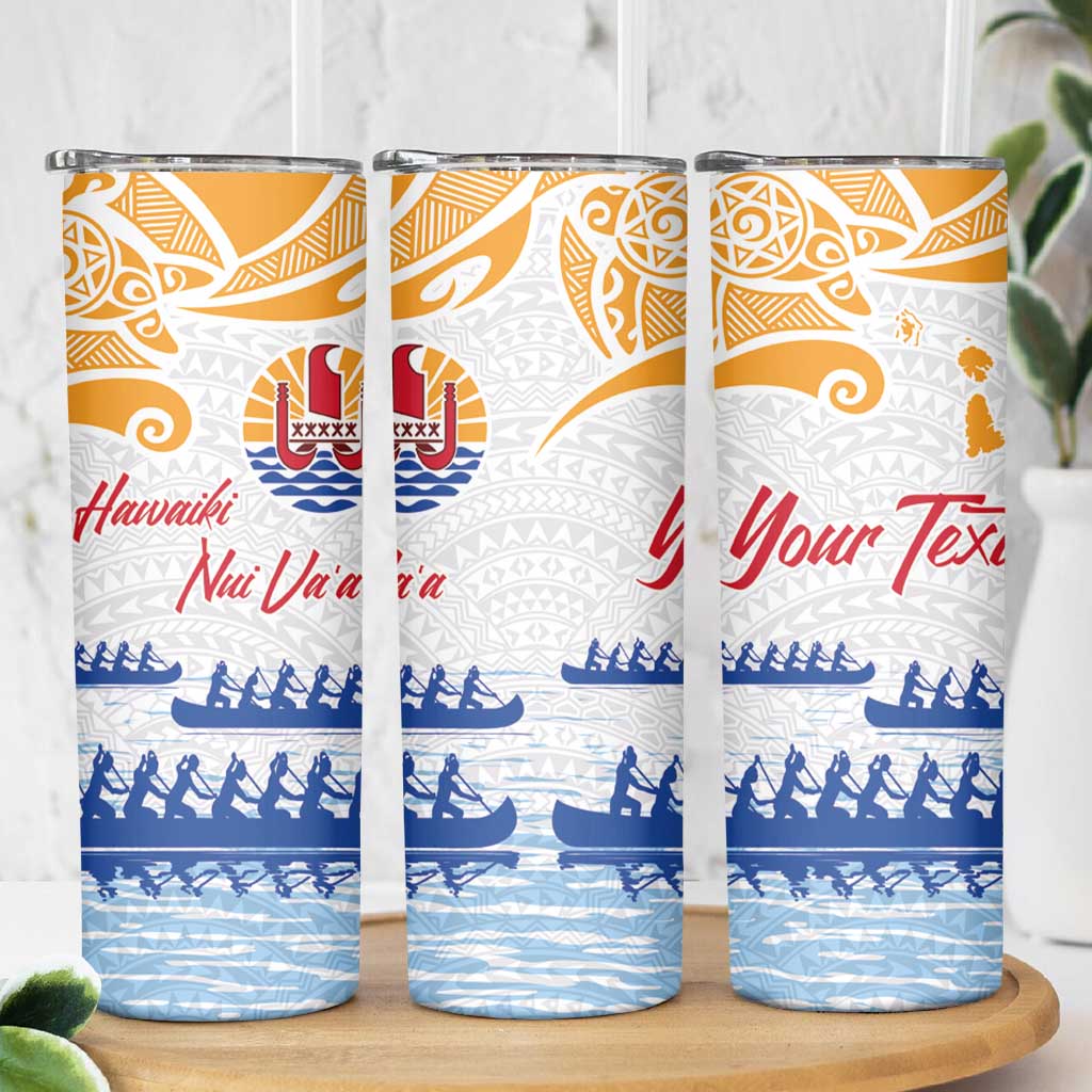 Personalised Hawaiki Nui Va'a French Polynesian Pattern Skinny Tumbler White Color
