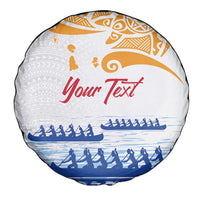 Personalised Hawaiki Nui Va'a French Polynesian Pattern Spare Tire Cover White Color LT03 - Polynesian Pride