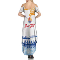Personalised Hawaiki Nui Va'a French Polynesian Pattern Summer Maxi Dress White Color LT03 - Polynesian Pride