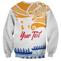 Personalised Hawaiki Nui Va'a French Polynesian Pattern Sweatshirt White Color LT03 - Polynesian Pride