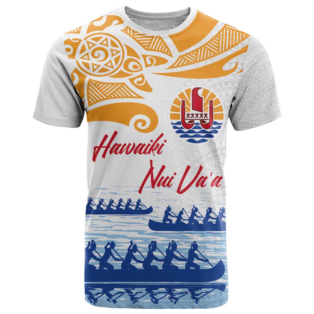 Personalised Hawaiki Nui Va'a French Polynesian Pattern T Shirt White Color