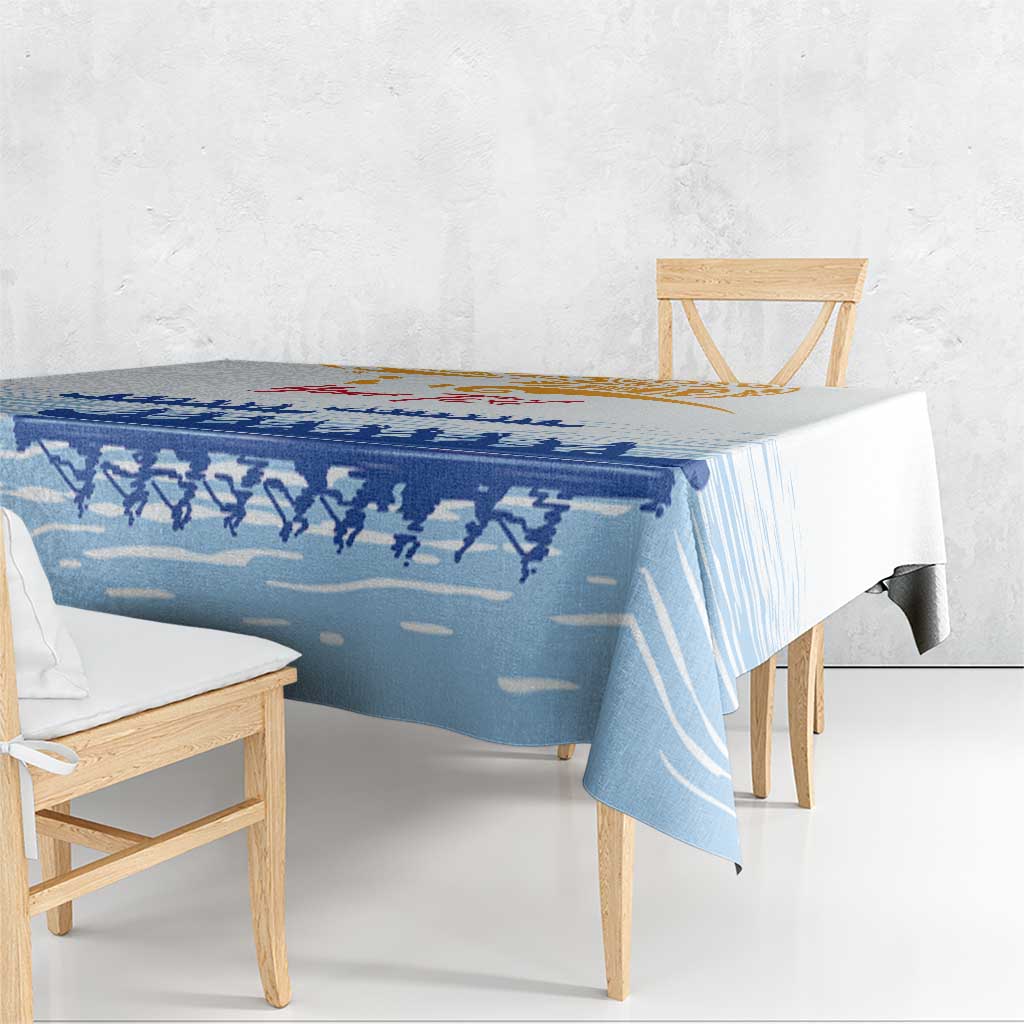 Personalised Hawaiki Nui Va'a French Polynesian Pattern Tablecloth White Color LT03 - Polynesian Pride