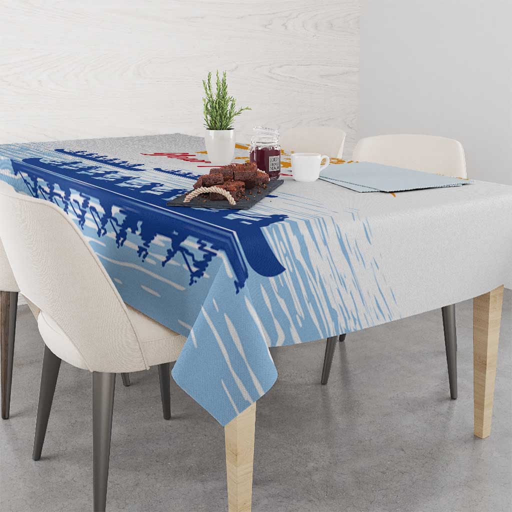Personalised Hawaiki Nui Va'a French Polynesian Pattern Tablecloth White Color LT03 - Polynesian Pride