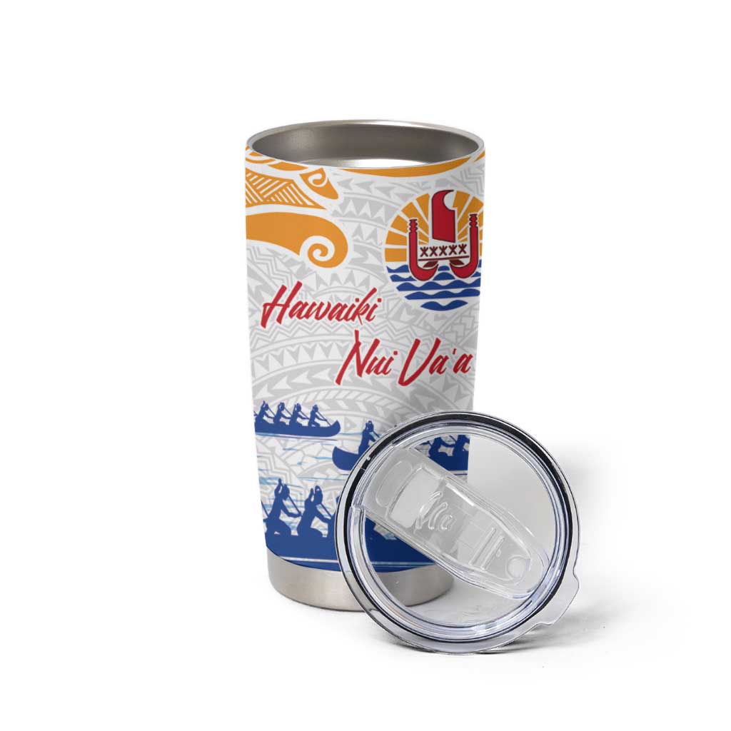 Personalised Hawaiki Nui Va'a French Polynesian Pattern Tumbler Cup White Color LT03 - Polynesian Pride