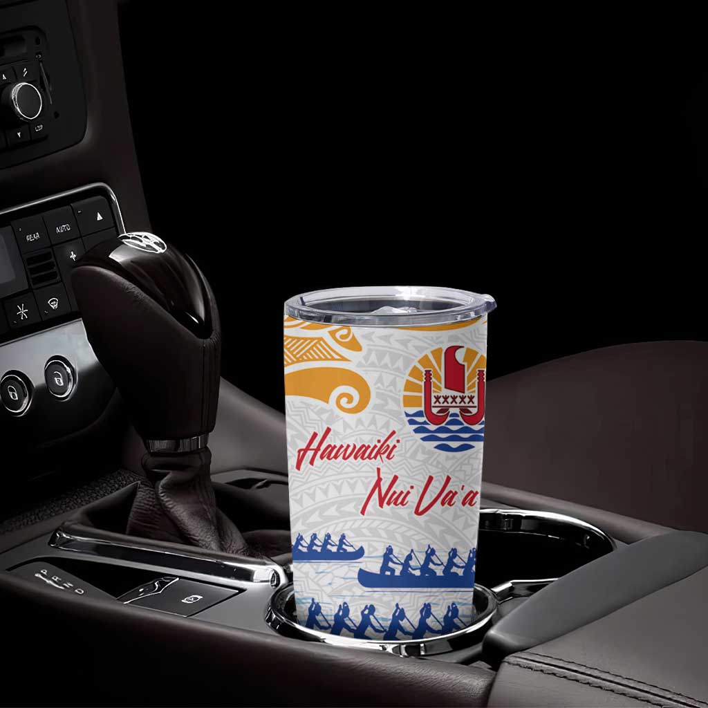 Personalised Hawaiki Nui Va'a French Polynesian Pattern Tumbler Cup White Color LT03 - Polynesian Pride