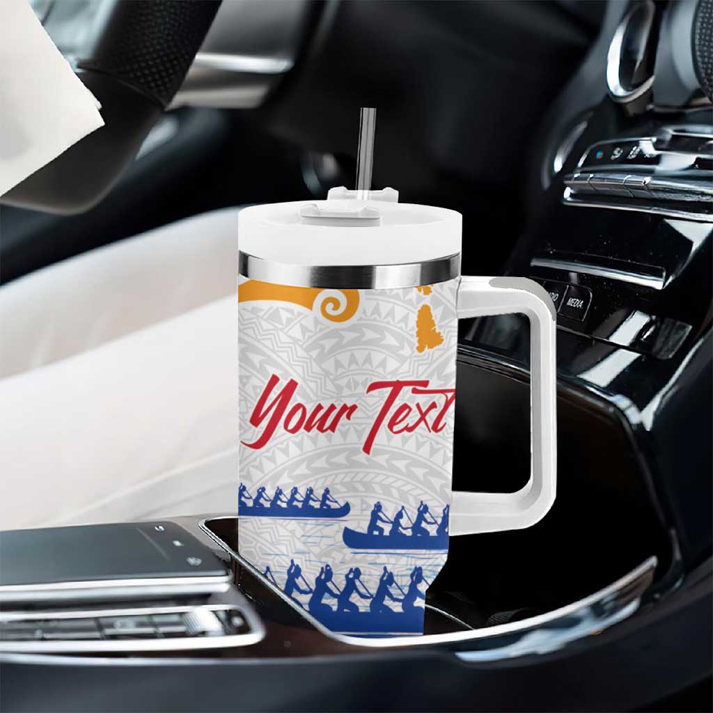 Personalised Hawaiki Nui Va'a French Polynesian Pattern Tumbler With Handle White Color LT03 - Polynesian Pride