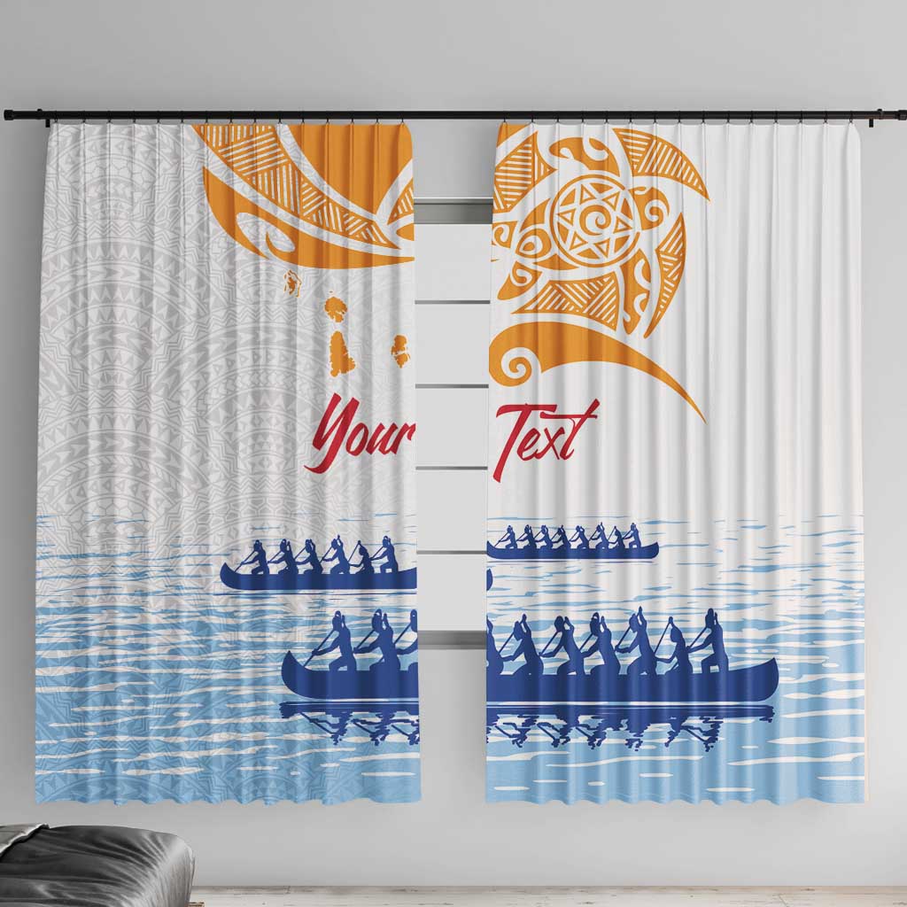 Personalised Hawaiki Nui Va'a French Polynesian Pattern Window Curtain White Color