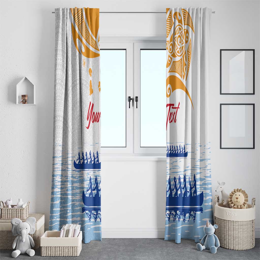 Personalised Hawaiki Nui Va'a French Polynesian Pattern Window Curtain White Color LT03 - Polynesian Pride