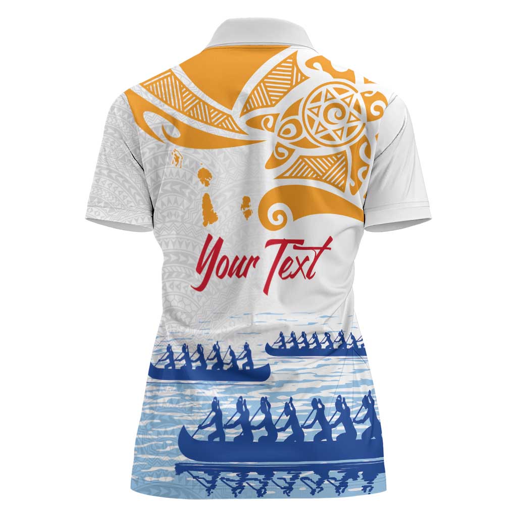 Personalised Hawaiki Nui Va'a French Polynesian Pattern Women Polo Shirt White Color