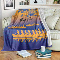 Personalised Hawaiki Nui Va'a French Polynesian Pattern Blanket Sunset Color LT03 Yellow - Polynesian Pride