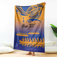 Personalised Hawaiki Nui Va'a French Polynesian Pattern Blanket Sunset Color LT03 - Polynesian Pride