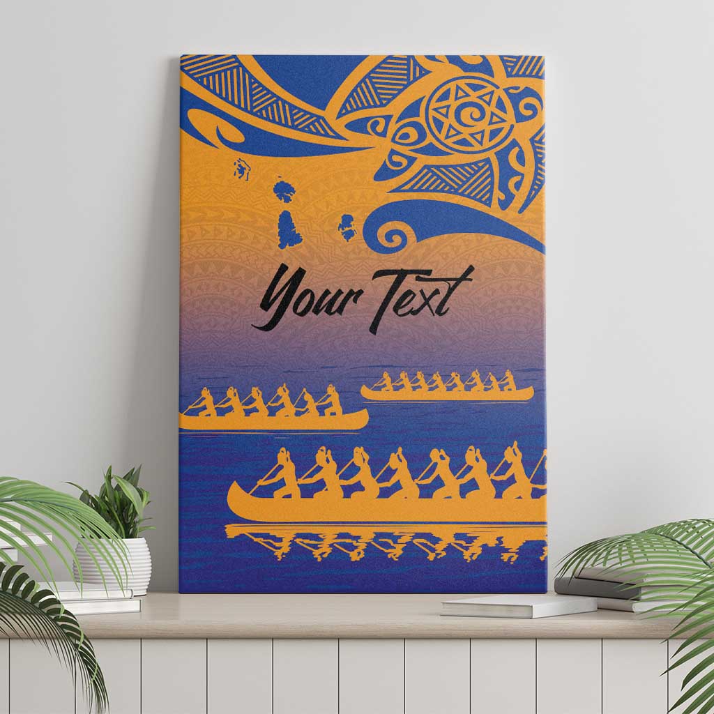 Personalised Hawaiki Nui Va'a French Polynesian Pattern Canvas Wall Art Sunset Color LT03 - Polynesian Pride