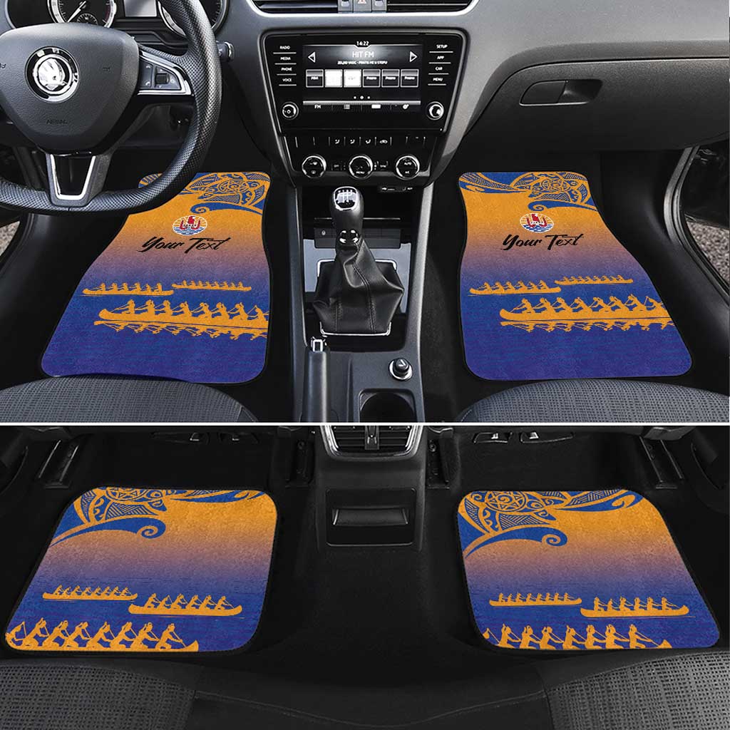 Personalised Hawaiki Nui Va'a French Polynesian Pattern Car Mats Sunset Color