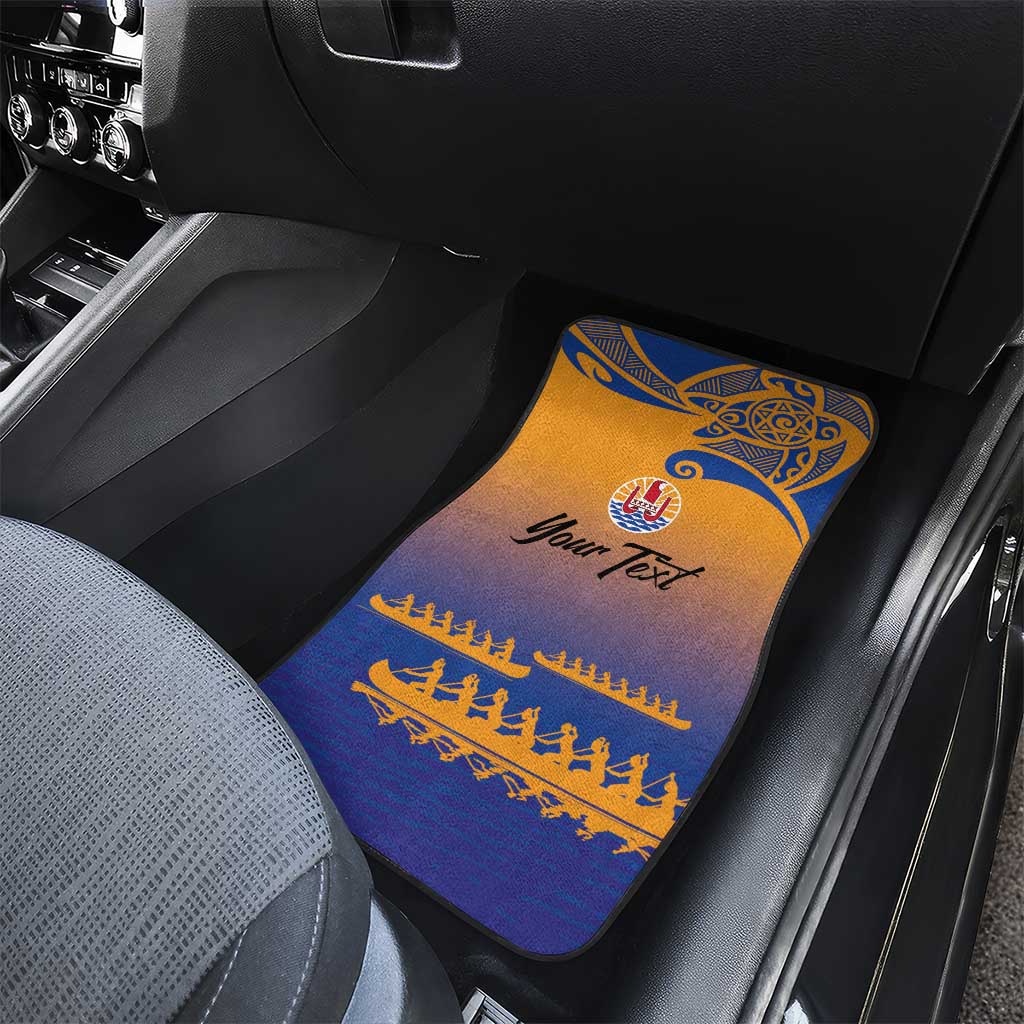 Personalised Hawaiki Nui Va'a French Polynesian Pattern Car Mats Sunset Color LT03 - Polynesian Pride