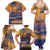 Personalised Hawaiki Nui Va'a French Polynesian Pattern Family Matching Summer Maxi Dress and Hawaiian Shirt Sunset Color