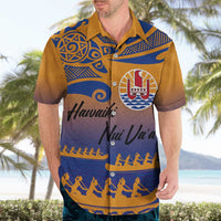 Personalised Hawaiki Nui Va'a French Polynesian Pattern Hawaiian Shirt Sunset Color LT03 - Polynesian Pride